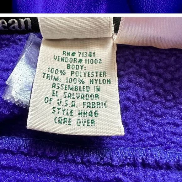Vintage LL Bean Fleece Long Sleeve 1/4 Zip Size Small Purple Pullover High Neck - Picture 5 of 14